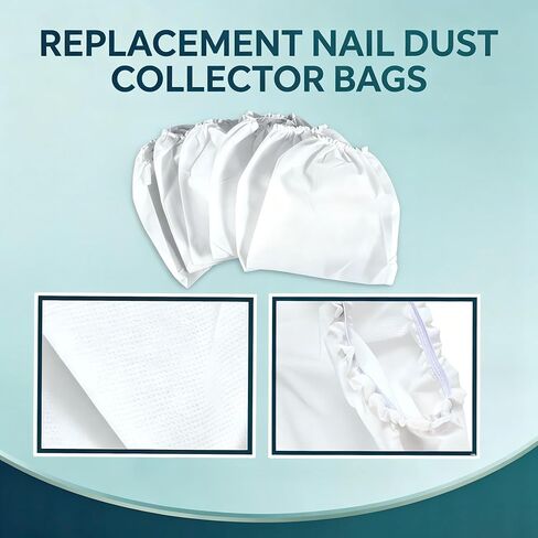 10Pcs Non-Woven Nail Art Dust Collector Bags, Reusable Nail Dust Suction Collector Sheets, Super Wide Vacuum Replacement Bags, Elastic Band for Leak-Proof Seal, Fit Single Fan Salon Vacuums in Kuwait