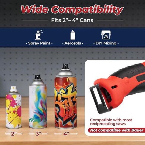 Spray Paint Can Shaker for Reciprocating Saws, Stainless Steel Paint Mixer Attachment Fits 2"–4" Cans, One-Click Adjustable Spray Can Shaker for Fast Mixing, DIY & Painting in Kuwait