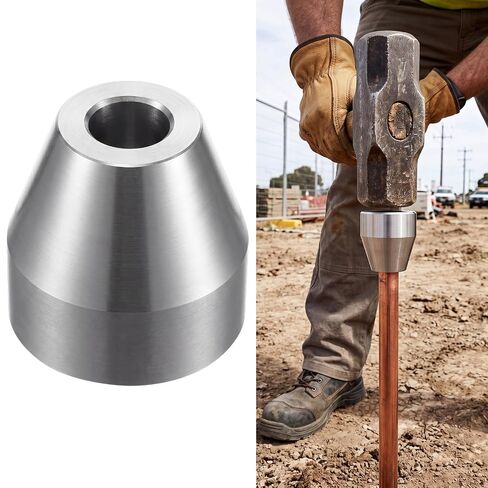 Ground Rod Driver Tool, Heavy Duty Steel Hammer Driver Cap for 1/2", 5/8" and 3/4" Grounding Rods, Precision Tapered Installation Tool for Electricians, Fence Posts, Stakes and Outdoor Project in Kuwait