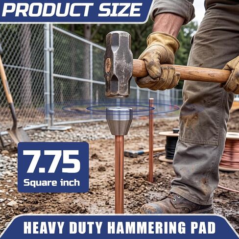 Ground Rod Driver Tool, Heavy Duty Steel Hammer Driver Cap for 1/2", 5/8" and 3/4" Grounding Rods, Precision Tapered Installation Tool for Electricians, Fence Posts, Stakes and Outdoor Project in Kuwait