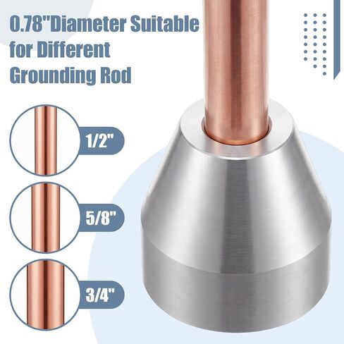 Ground Rod Driver Tool, Heavy Duty Steel Hammer Driver Cap for 1/2", 5/8" and 3/4" Grounding Rods, Precision Tapered Installation Tool for Electricians, Fence Posts, Stakes and Outdoor Project in Kuwait