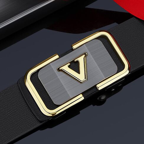 أحزمة VANNANBA الجلدية بسقاطة للرجال مع إبزيم حرف V B، أحزمة بتصميم مخفي على شكل ذيل الحزام مع صندوق هدايا in Kuwait