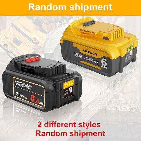 2 Packs 6.0Ah Replacement Battery 20V Max Batteries Compatible with Dewalt | 20 Volt 6000mAh Batteries Compatible with DCB208 DCB207 DCB206 DCB204 DCB203 DCB201 DCB200, Fit for 20V Tools and Chargers in Kuwait
