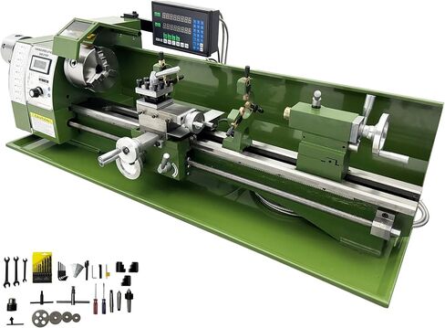 Metal Bench Lathe Benchtop 8"*30" Double Chuck Bench Lathe Inch thread Electronic Gear Lathe for Woodworking Metalworking Variable Speed 50-2500rmp 4-Way Tool Post 110V 1100W in Kuwait
