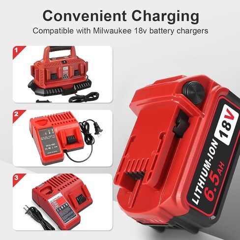 TeenPower Upgraded 6/pk 18V Replacement for Milwaukee M-18 Battery 6500mAh Replacement for Milwaukee 48-11-1820 48-11-1840 48-11-1850 48-11-1828 48-11-1862 48-11-1852 48-59-1812 48-59-1802 in Kuwait