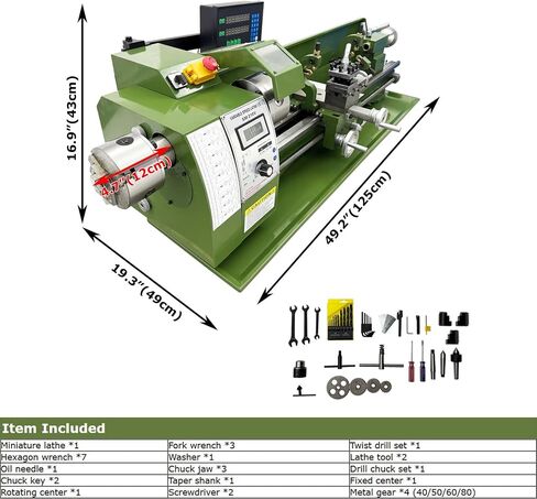 Metal Bench Lathe Benchtop 8"*30" Double Chuck Bench Lathe Inch thread Electronic Gear Lathe for Woodworking Metalworking Variable Speed 50-2500rmp 4-Way Tool Post 110V 1100W in Kuwait