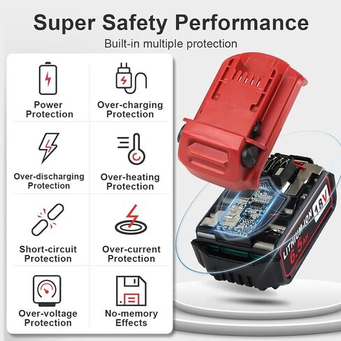 TeenPower Upgraded 6/pk 18V Replacement for Milwaukee M-18 Battery 6500mAh Replacement for Milwaukee 48-11-1820 48-11-1840 48-11-1850 48-11-1828 48-11-1862 48-11-1852 48-59-1812 48-59-1802 in Kuwait