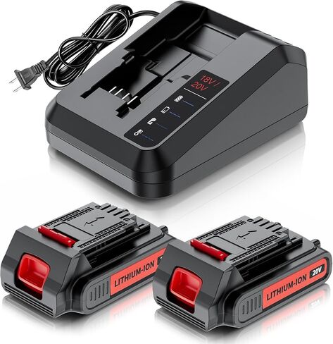 2 Pack 3800mAh Replacement for Black and Decker 20V Battery and Charger Compatible with Black and Decker 20 Volt Battery Cordless Power Tools LBX4020 LBX20 LBXR2020 LBXR20 LBXR20B in Kuwait
