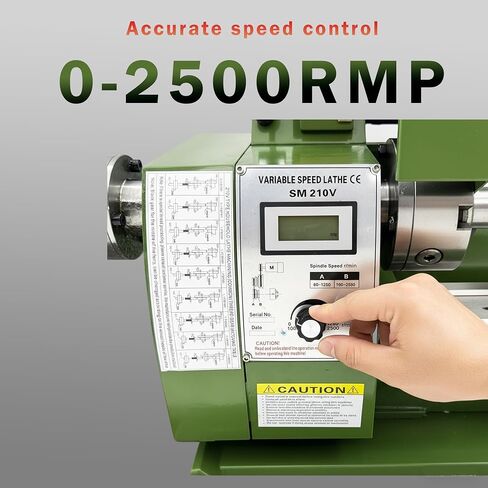Metal Bench Lathe Benchtop 8"*30" Double Chuck Bench Lathe Inch thread Electronic Gear Lathe for Woodworking Metalworking Variable Speed 50-2500rmp 4-Way Tool Post 110V 1100W in Kuwait