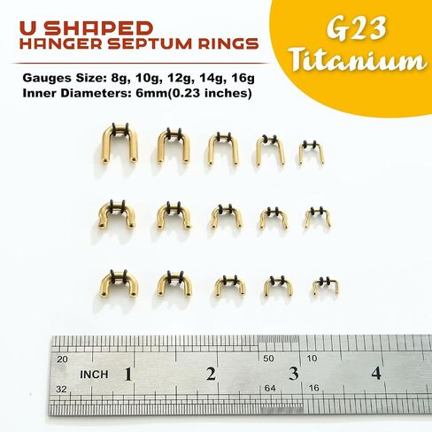 BodyBonita U-Shaped Septum Rings 3Pcs, G23 Titanium Nose Rings Hoops for Women Men, 8/10/12/14/16G Hanger Septum Ring Jewelry Retainer Piercing Jewelry with Fixed Rubber Stopper in Saudi Arabia