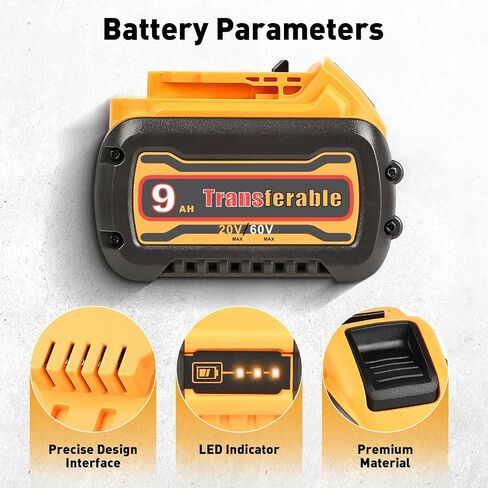 Replacement for Dewalt 60V Battery & DCB118 Fast Charger Combo | Delivers 9Ah at 20V / 3Ah at 60V, Compatible with Dewalt 60V Batteries & Cordless Power Tools in Kuwait