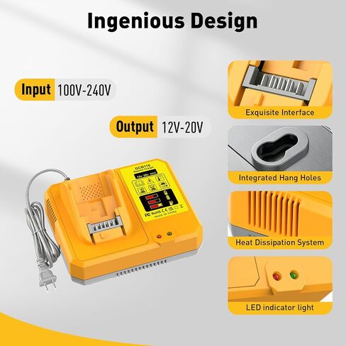 Replacement for Dewalt 60V Battery & DCB118 Fast Charger Combo | Delivers 9Ah at 20V / 3Ah at 60V, Compatible with Dewalt 60V Batteries & Cordless Power Tools in Kuwait