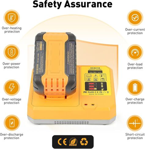 Replacement for Dewalt 60V Battery & DCB118 Fast Charger Combo | Delivers 9Ah at 20V / 3Ah at 60V, Compatible with Dewalt 60V Batteries & Cordless Power Tools in Kuwait
