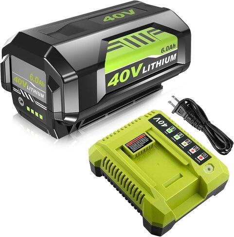 40V 6000mAh Replacement for Ryobi 40V Battery and Charger | Compatible with Ryobi 40 Volt Battery Lithium OP40401 OP40404 OP40602 OP40605 OP4026 Cordless Power Tools in Saudi Arabia
