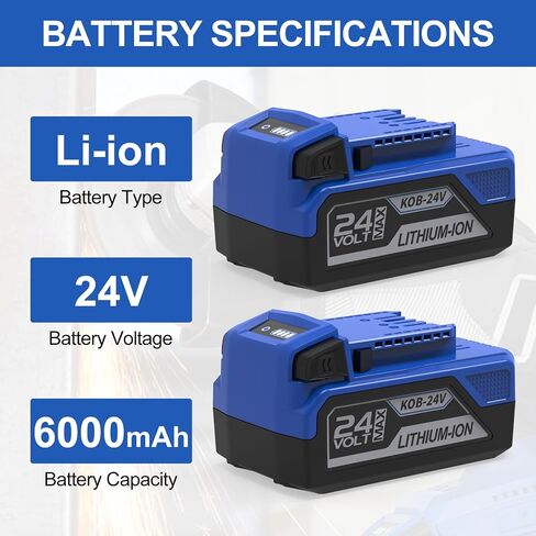 2Packs 24V 6.0Ah Replacement for Kobalt 24V Battery KB624-03 KB524-03 KB424-03 KB224-03 in Kuwait