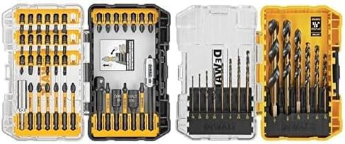 Bundle of DEWALT Screwdriver Bit Set, Impact Ready, FlexTorq, 40-Piece (DWA2T40IR) + DEWALT Drill Bit Set, 3-Flats Shank,14-Piece, 135 Degree Split Point, for Plastic, Wood and Metal (DWA1184) in Kuwait