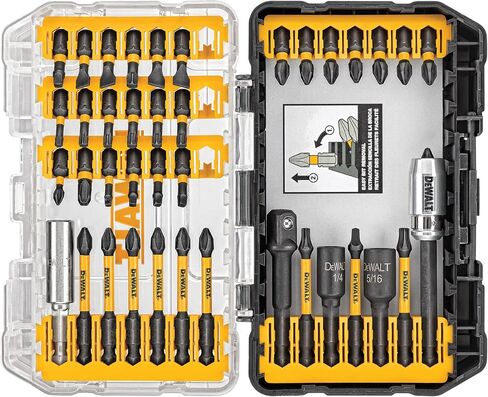 Bundle of DEWALT Screwdriver Bit Set, Impact Ready, FlexTorq, 40-Piece (DWA2T40IR) + DEWALT Drill Bit Set, 3-Flats Shank,14-Piece, 135 Degree Split Point, for Plastic, Wood and Metal (DWA1184) in Kuwait