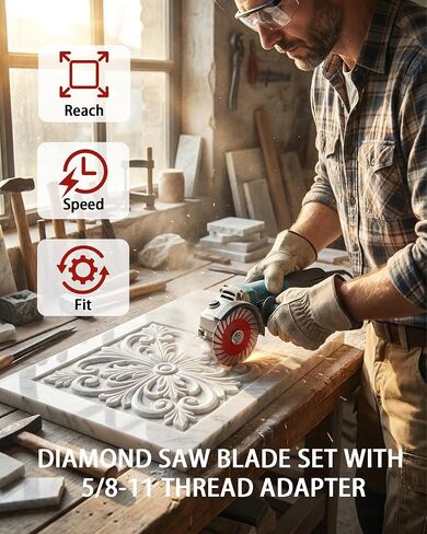 1.57" Diamond Saw Blades Set with Removable Flange 5/8-11 Thread Adapter | Precision Stone Cutting,40mm Mini Diamond Cutting Disc for Granite, Marble, Tile, Stone Carving, Engraving (2 Set) in Kuwait