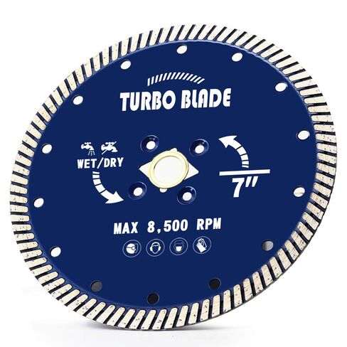 7" Diamond Turbo Blade 7 inch Cutting Granite Blade for Porcelain Tile Granite Marble ((7") in Kuwait