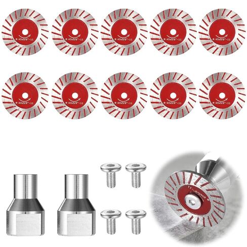 10pcs 1.57" Diamond Saw Blades Set for Angle Grinder, Multi-Material Cutting Disc with 5/8-11 Thread Removable Flange & Screws for Grinding & Engraving Granite Concrete Tile Marbles Ceramic Porcelain in Kuwait