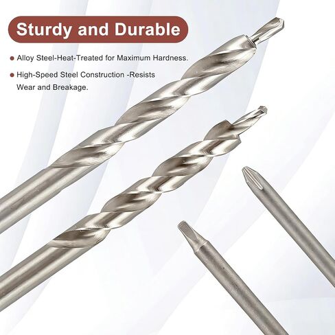 4 Pack 3/8"(9.5mm) Pocket Hole Drill Bit with Depth Stop Collar & SQ2 Driver Bits, Woodworking Pocket Hole Drill Bit Set, 1/4" Hex & Round Shank 6.5" Length Replacement for Pocket Hole Jig Systems in Kuwait