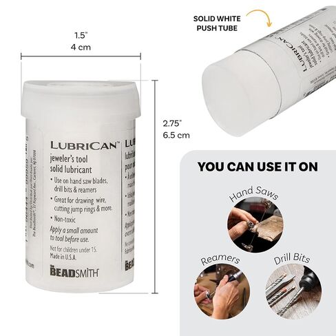 The Beadsmith LubriCan – Non-Toxic Jeweler’s Tool Lubricant – Solid White 1.6OZ Push Tube for Hand Saws, Drill Bits, and Reamers - Protects and Enhances Tools – Easy Application in Kuwait