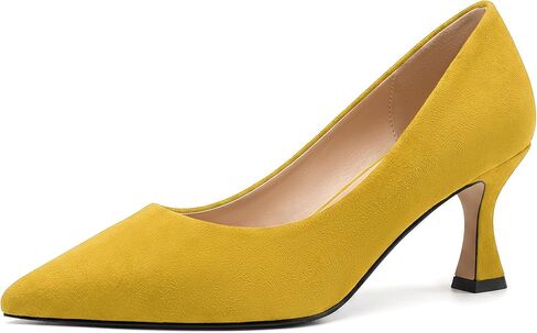 SHOWFOREST Pointed Toe Pumps for Women Slip on Comfortable Closed Toe Heels 2.5 Inch High Heeled Wedding Dress Shoes Classic Pumps for Bride, Party, Night Out in Kuwait