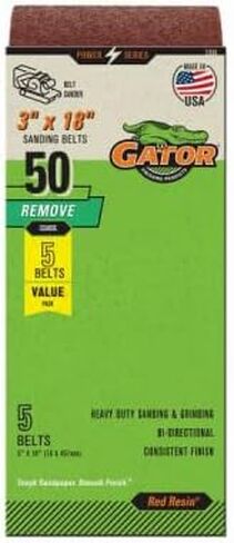 Ali Industries Gator 7034GA Sanding Belt, Aluminum Oxide, 50-Grit, 3 x 18 Inches (Pack of 5) - Quantity 4 in Kuwait