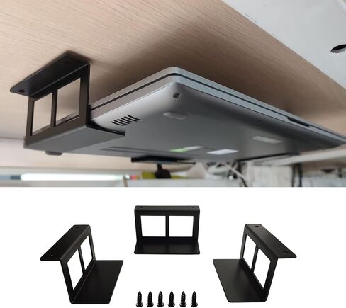 PIAOLGYI Under Desk Laptop Holder Mount with Screw,Bracket Devices Upto 1.9" Under Desk Mount for PS4,Cable Box,MacBook,Laptop & More（3 Pcs） in Saudi Arabia