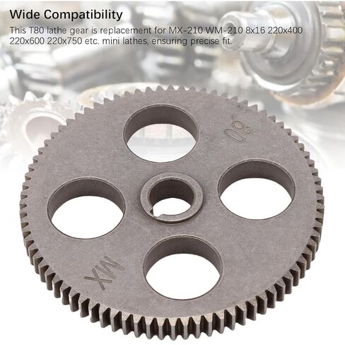Metal Mini Lathe Gear T80, 80 Teeth 12mm ID 83mm OD 8mm Thickness Gear, Replacement Gear for MX 210 WM-210 8x16 220x400 220x600 220x750 Lathes in Kuwait