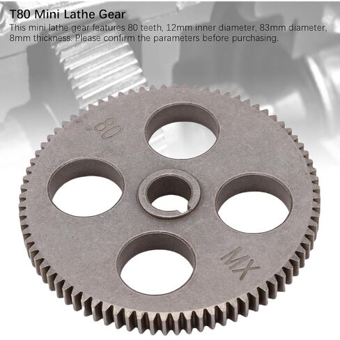 Metal Mini Lathe Gear T80, 80 Teeth 12mm ID 83mm OD 8mm Thickness Gear, Replacement Gear for MX 210 WM-210 8x16 220x400 220x600 220x750 Lathes in Kuwait