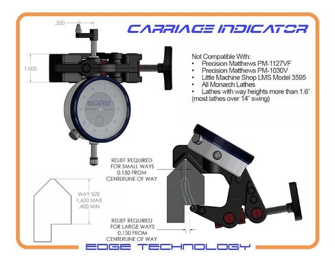 51-000 - Carriage Travel Indicator, 1" Travel - 0.0005" Graduation Indicator, Clamps to V Ways, Fits of Most Lathes 12" Swing and Under in Kuwait