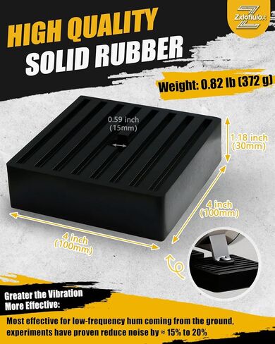4 Pack 4"x4"x1.18" Double-Sided Groove Shock Pads for Air Compressor | Upgraded Solid Rubber Heavy-Duty Anti-Vibration Pads, reduce noise by< 15% to 20%, Reserved screw hole positions in Kuwait
