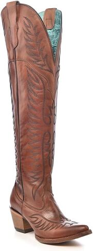 Corral Boots Women's Handcrafted Western Boots | J Toe Tall Cowboy Boots with Thunderbird Embroidery Design in Kuwait