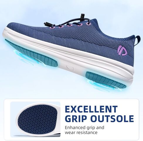 Women's Slip On Walking Shoes with Adjustable Laces, Breathable Mesh Non-Slip Soles Lightweight Comfort Sneakers for Walking, Casual Wear & Sports in Kuwait