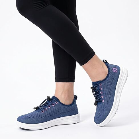 Women's Slip On Walking Shoes with Adjustable Laces, Breathable Mesh Non-Slip Soles Lightweight Comfort Sneakers for Walking, Casual Wear & Sports in Kuwait