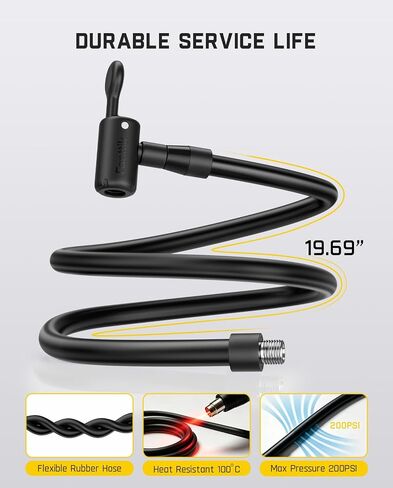 Fanttik Tire Inflator Hose Adapter, 19.96'' Locking Tire Chuck Tube for Quick Connect & Release, Schrader Valve for Tire Pump Portable Air Compressor, Fits Car, Motorcycle Tires in Kuwait