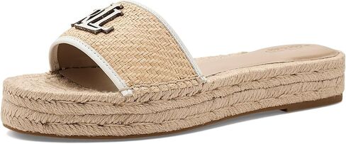 Lauren Ralph Lauren Women's Polly Leather-Trim Raffia Espadrille in Kuwait