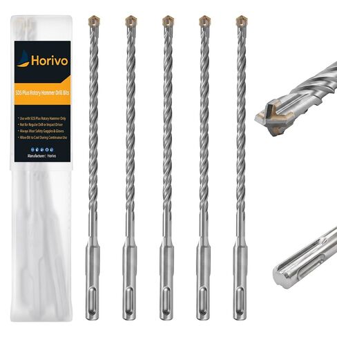 5-Pack 1/4" x 8" SDS Plus Rotary Hammer Drill Bits, Carbide Cross Tip Concrete Drill Bit Set for Masonry, Brick, Stone, Heavy Duty Slotted Drive System Bits in Kuwait