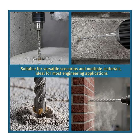 5-Pack 1/4" x 8" SDS Plus Rotary Hammer Drill Bits, Carbide Cross Tip Concrete Drill Bit Set for Masonry, Brick, Stone, Heavy Duty Slotted Drive System Bits in Kuwait