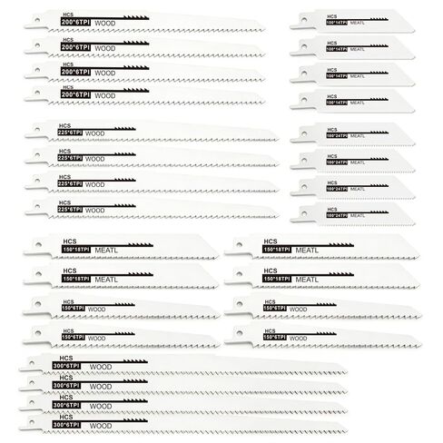 14Pcs Reciprocating Saw Blade Set, 7 Versatile Sizes for Wood & Thin Metal Cutting, 6-24 TPI HCS Replacement Blades,Universal Shank Compatible with Major Recip Saws in Kuwait