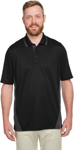 قميص Harriton الرجالي Flash Snag Protection Plus IL Colorblock Polo L أسود/DK Charcl in Kuwait