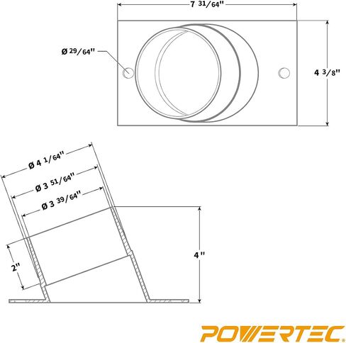 POWERTEC 70153W Angled Dust Port, 4-Inch, 1 PK in Kuwait