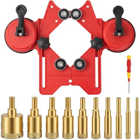 Diamond Hole Saw Kit, 10 Pcs Tile Hole Saw Kit with Double Suction Cup Guide, 6-45 mm Dry/Wet Drill Bits Set for Ceramic, Glass, Porcelain, Marble, Granite. in Kuwait