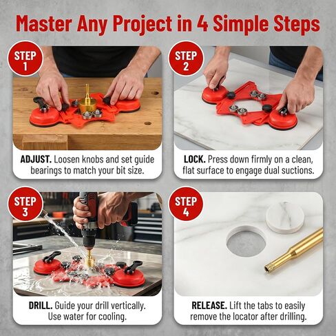 Diamond Hole Saw Kit, 10 Pcs Tile Hole Saw Kit with Double Suction Cup Guide, 6-45 mm Dry/Wet Drill Bits Set for Ceramic, Glass, Porcelain, Marble, Granite. in Kuwait