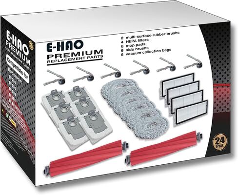 Vacuum Replacement Parts for RoboRock Qrevo S Pro, QV 35A, QV 35S, QR 598, QR 798 Robotic vacuum. Accessory kit with 6 Dust Bags, 2 Roller Brush, 4 HEPA Filters, 6 Mop Pads, 6 side brushes in Kuwait