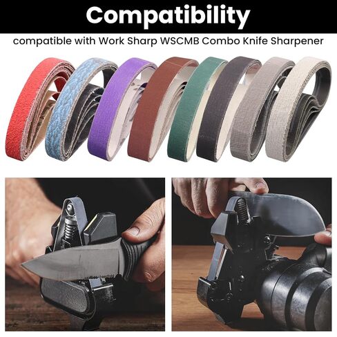 40 Pcs 1/2 x 10 Inch Knife Sharpener Sanding Belts Replacement Kit for Work Sharp WSCMB Combo Knife Sharpener, 80/120/240/400/600/1000/2500/5000 Grits in Kuwait