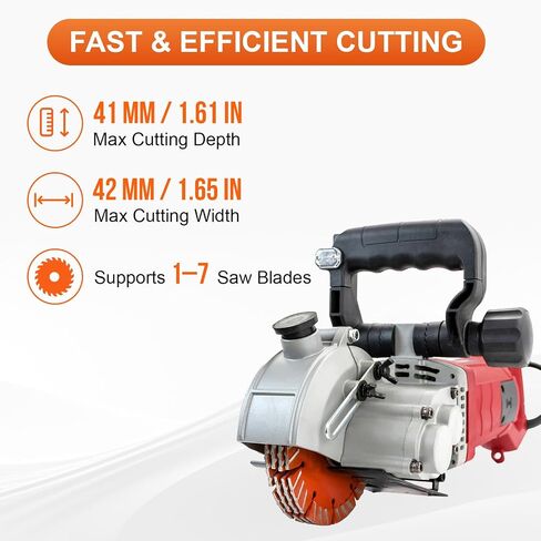Wall Chaser, 110V Electric Concrete Saw, Groove Cutting Machine, Wall Chaser Concrete Cutter With Laser Guide, Dust-Resistant Design, Includes 5 5-Inch (133 mm) Blades in Kuwait