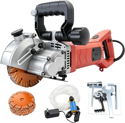 Wall Chaser, 110V Electric Concrete Saw, Groove Cutting Machine, Wall Chaser Concrete Cutter With Laser Guide, Dust-Resistant Design, Includes 5 5-Inch (133 mm) Blades in Kuwait