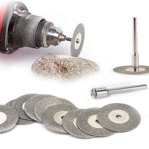 30mm Diamond Cutting Wheels, 20 PCS Tile Cutting Wheel with 4 Mandrels for Glass, Ceramic, Tile, Stone, Agate, Rock, Compatible Most Rotary Tools for DIY Craft in Kuwait